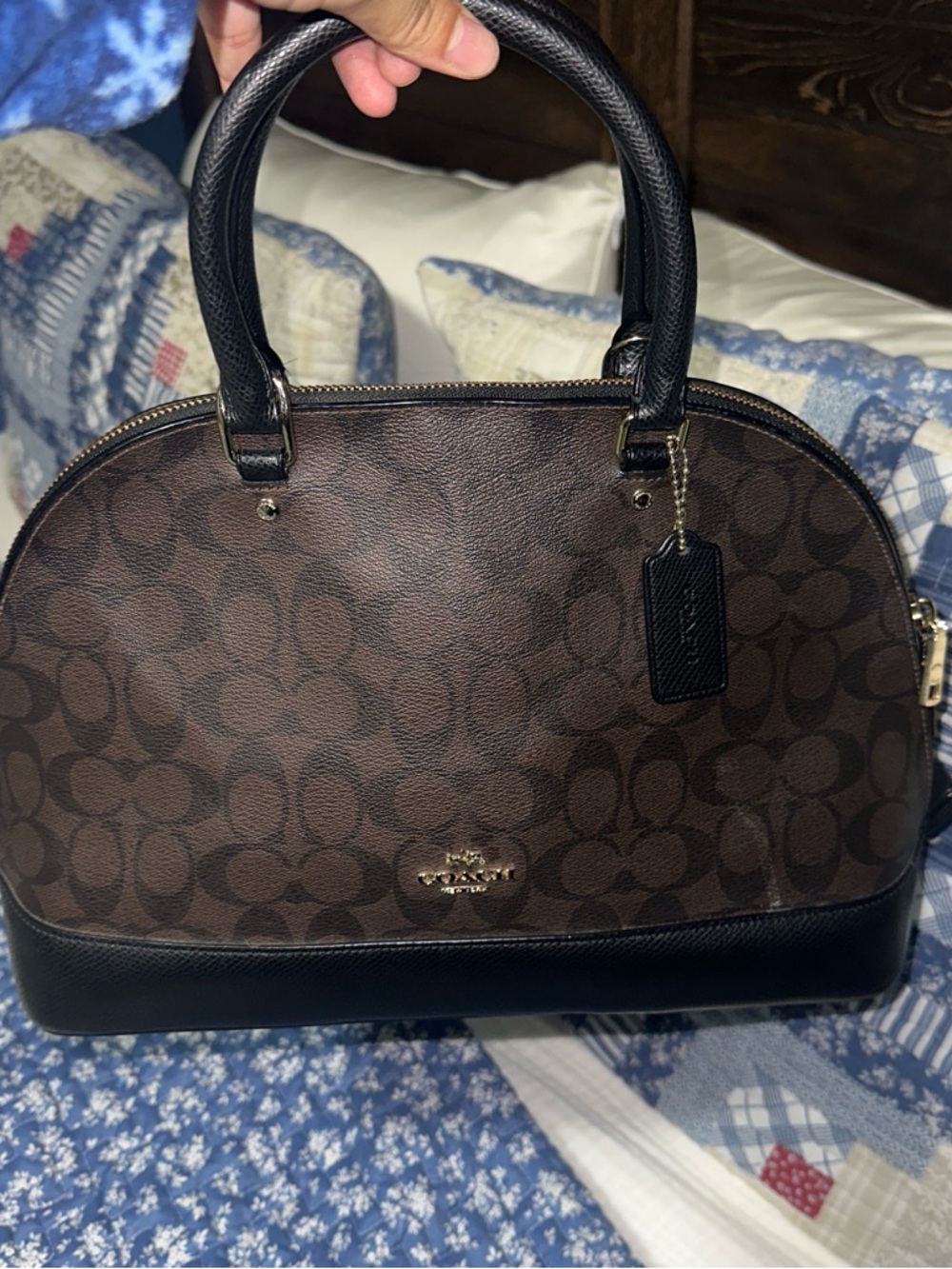 Coach Brown and Black Signature Dome Satchel